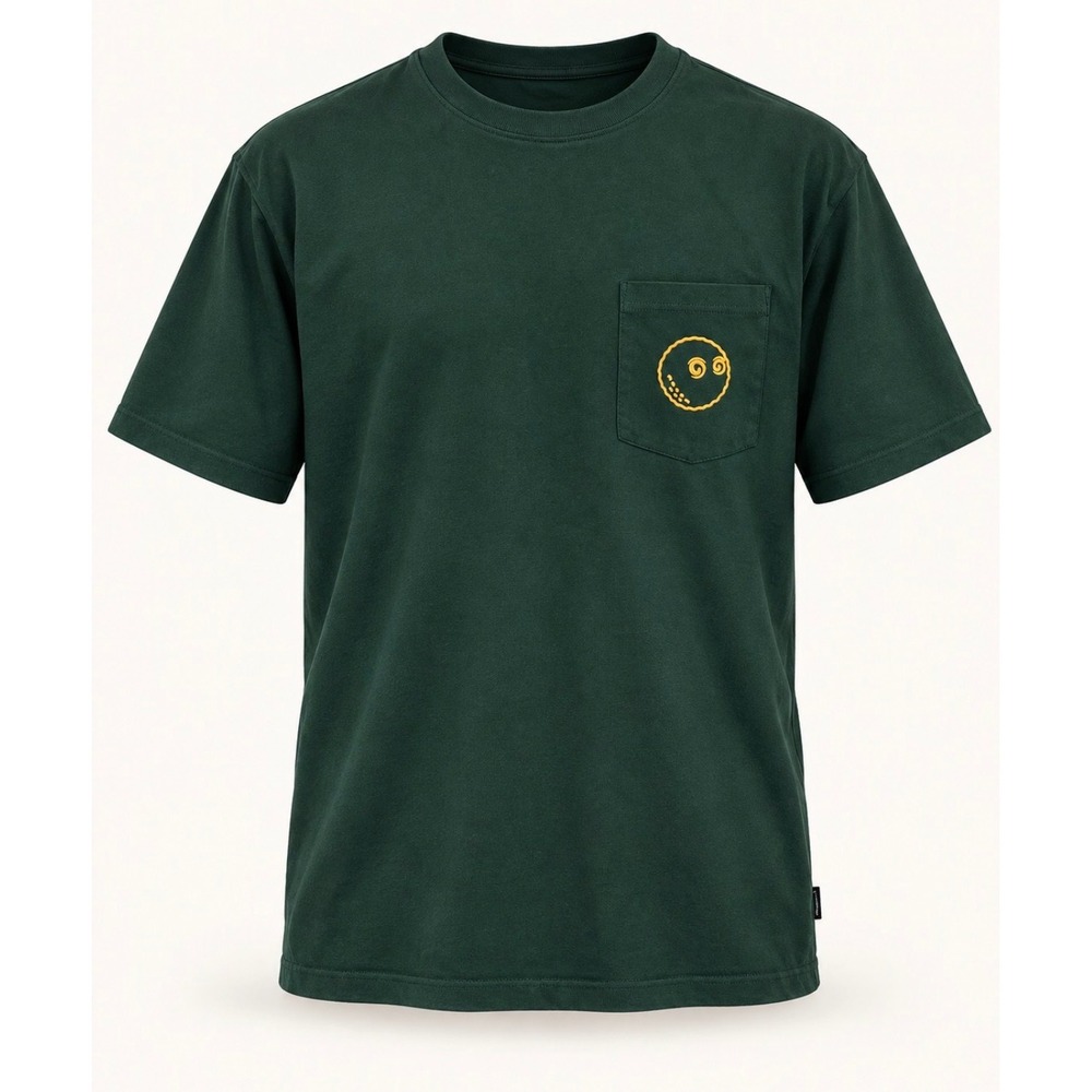 Malbon Golf & Ski Mens Pocket T-Shirt Green Buckets Logo Graphic Cotton Size M
